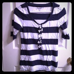 Old Navy: Navy Blue & white striped u-neck top.